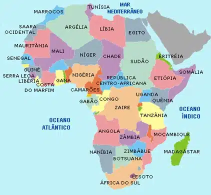 Países africanos no mapa